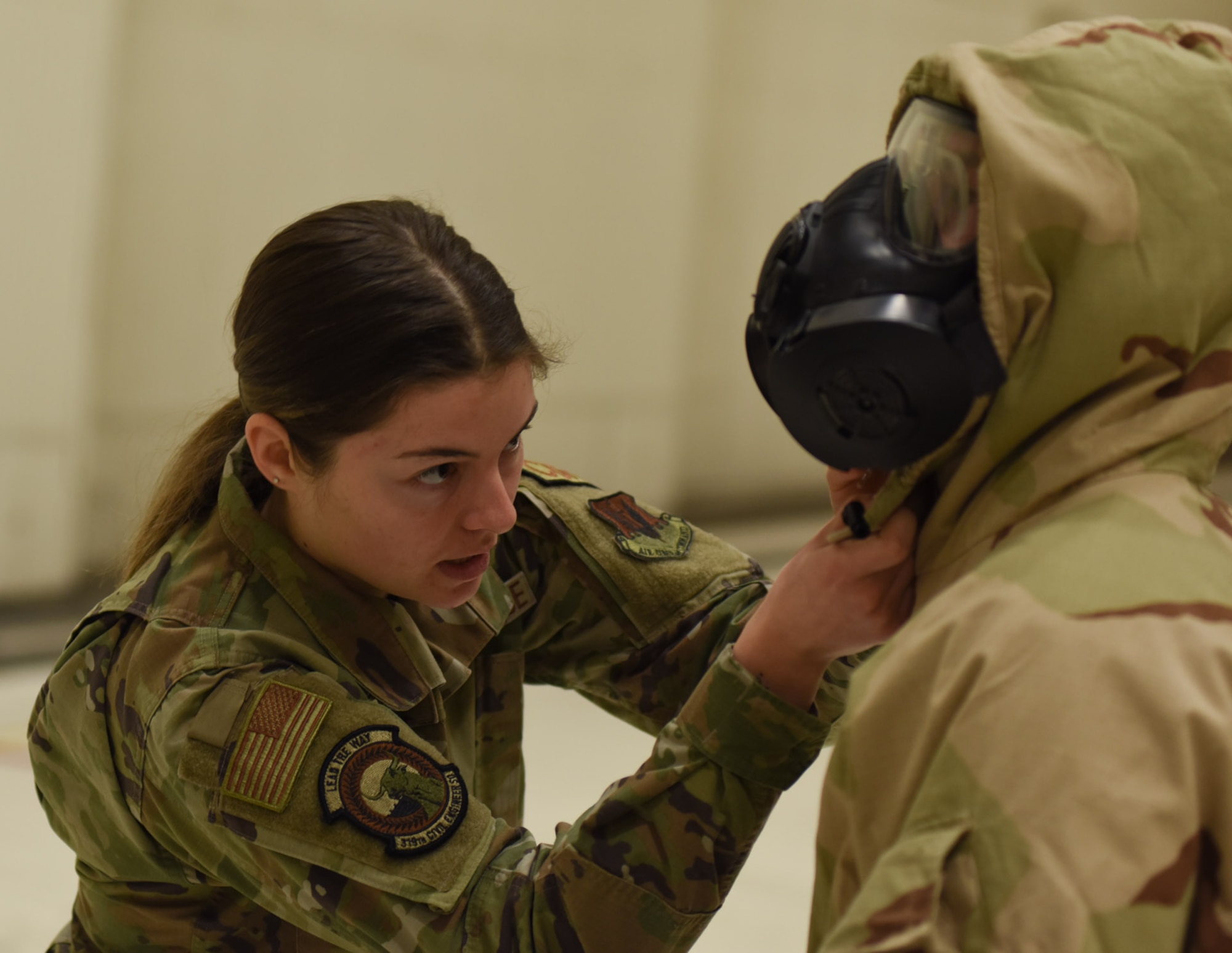 Airmen take the CBRN training course.