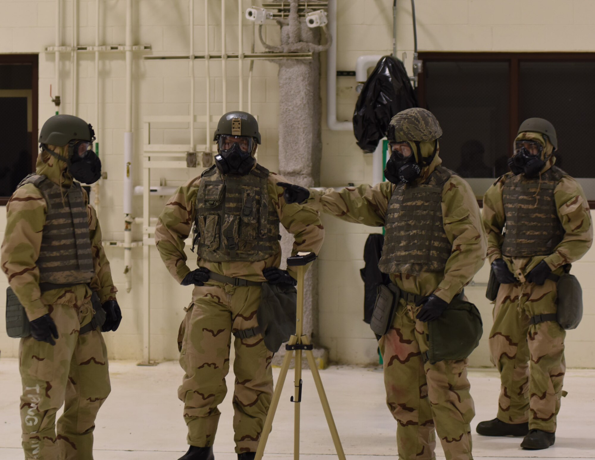 Airmen take the CBRN training course.
