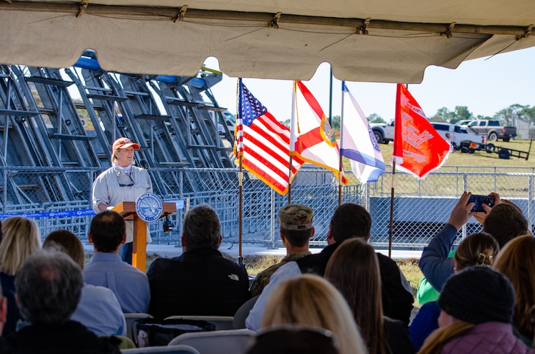 On December 19, 2023, the U.S. Army Corps of Engineers (USACE) Jacksonville District participated in a ribbon-cutting event hosted by South Florida Water Management District (SFWMD) to celebrate the completion of construction on the Caloosahatchee C-43 Reservoir pump station.