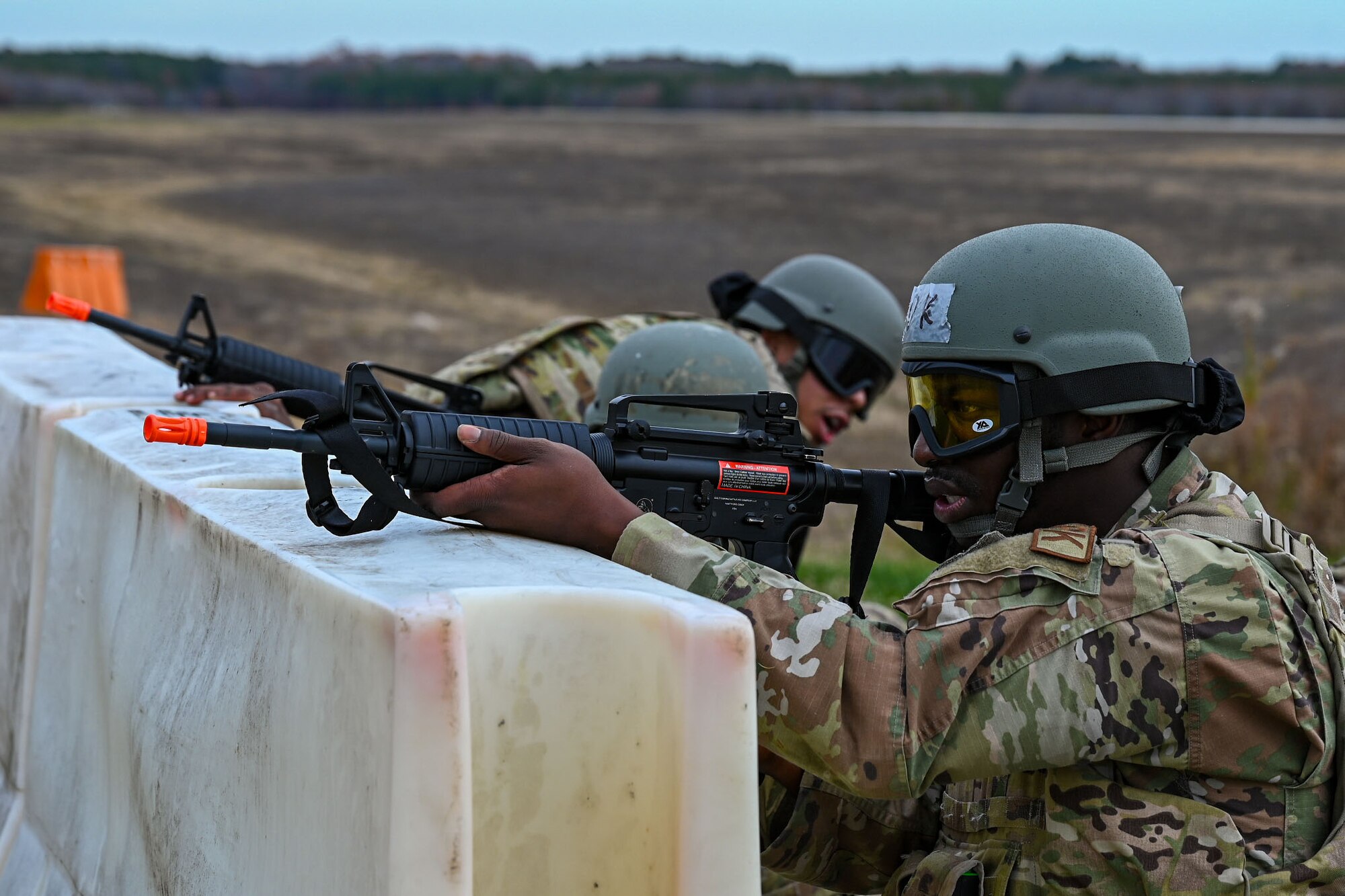 An Airman watches over his post during a Warrior Airmen Readiness Center capstone event