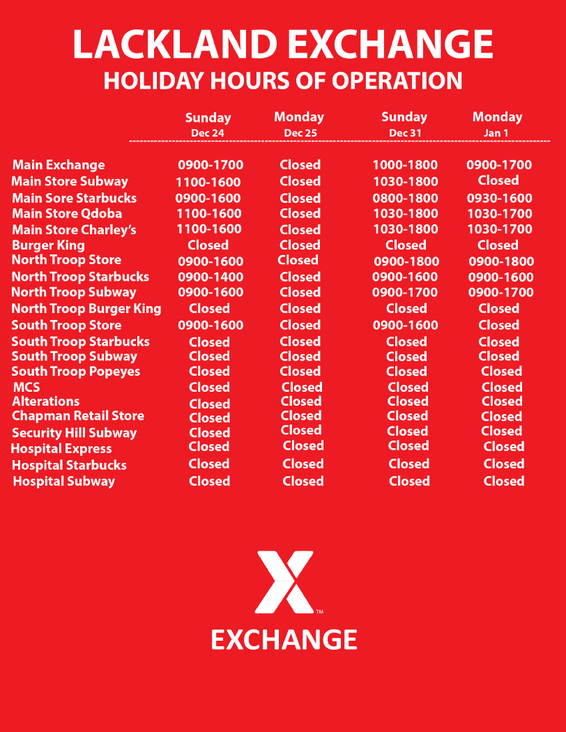 JBSALackland Exchange Holiday Hours Of Operation