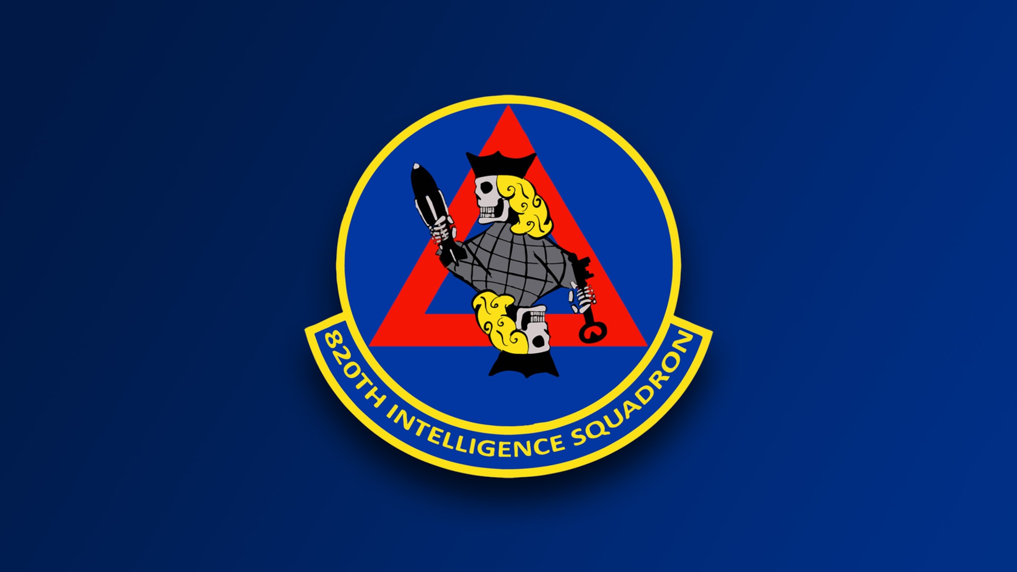 820th Intelligence squadron patch on a blue field