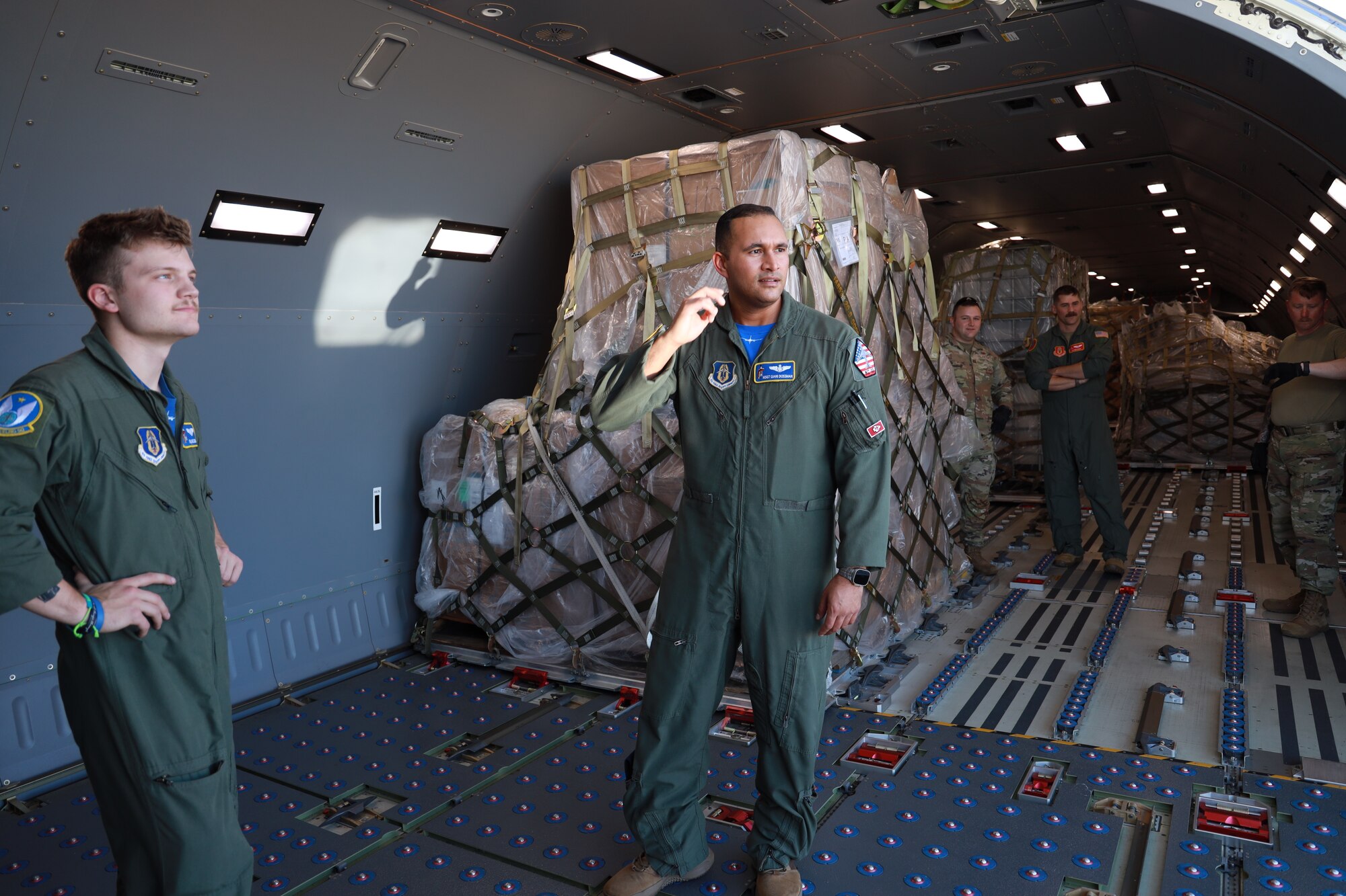 Capt. Josh Hughes, 924th Air Refueling Squadron KC-46 Pegasus pilot, approaches the runway with a cargo delivery to Honduras, Dec. 3. 2023, McConnell Air Force Base, Kansas.