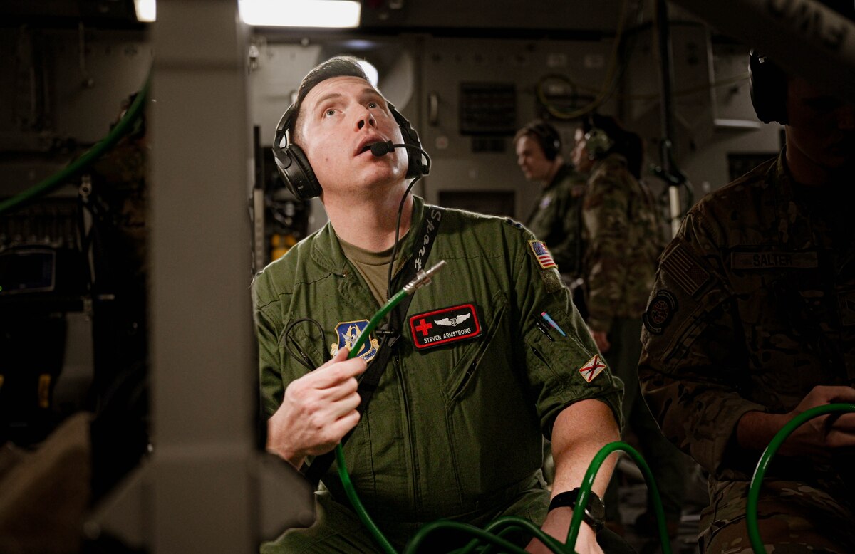 a person prepares a training station