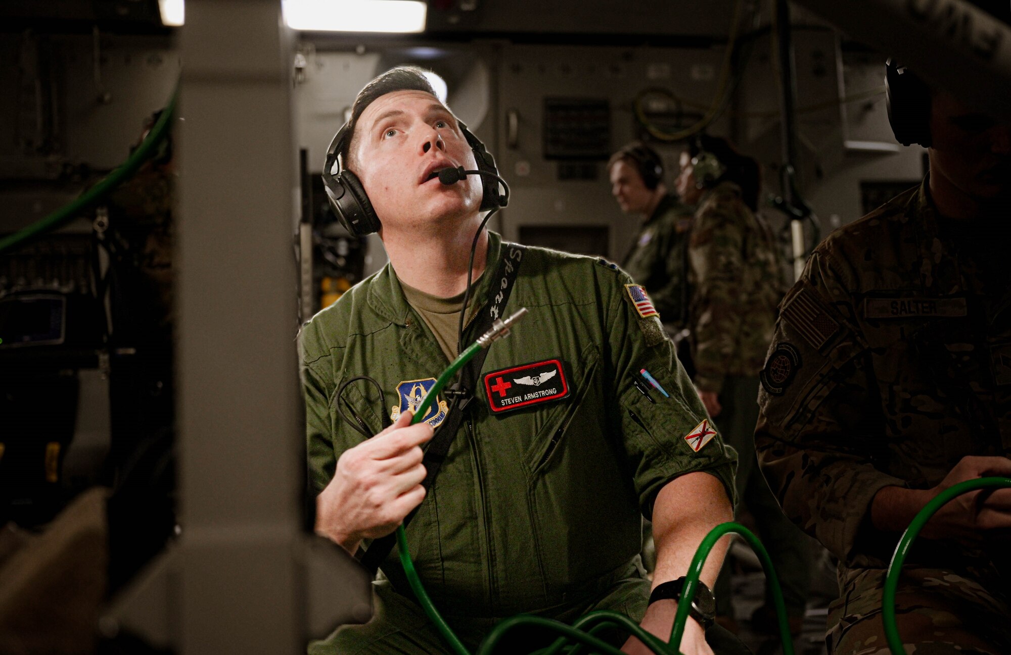 a person prepares a training station