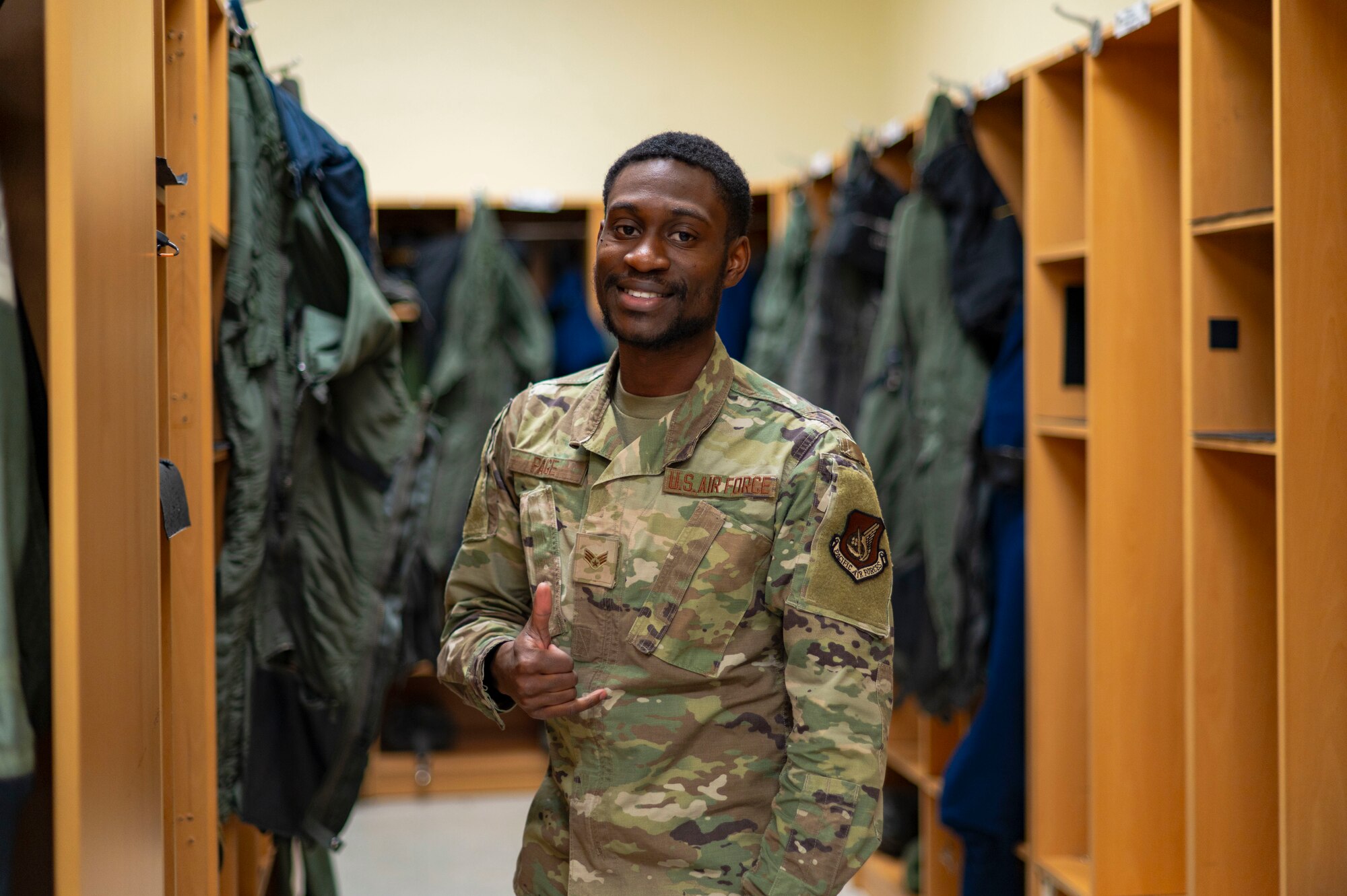 SrA Jamarius Paige, aircrew flight equipment journeyman, poses for a photo at Kunsan Air Base