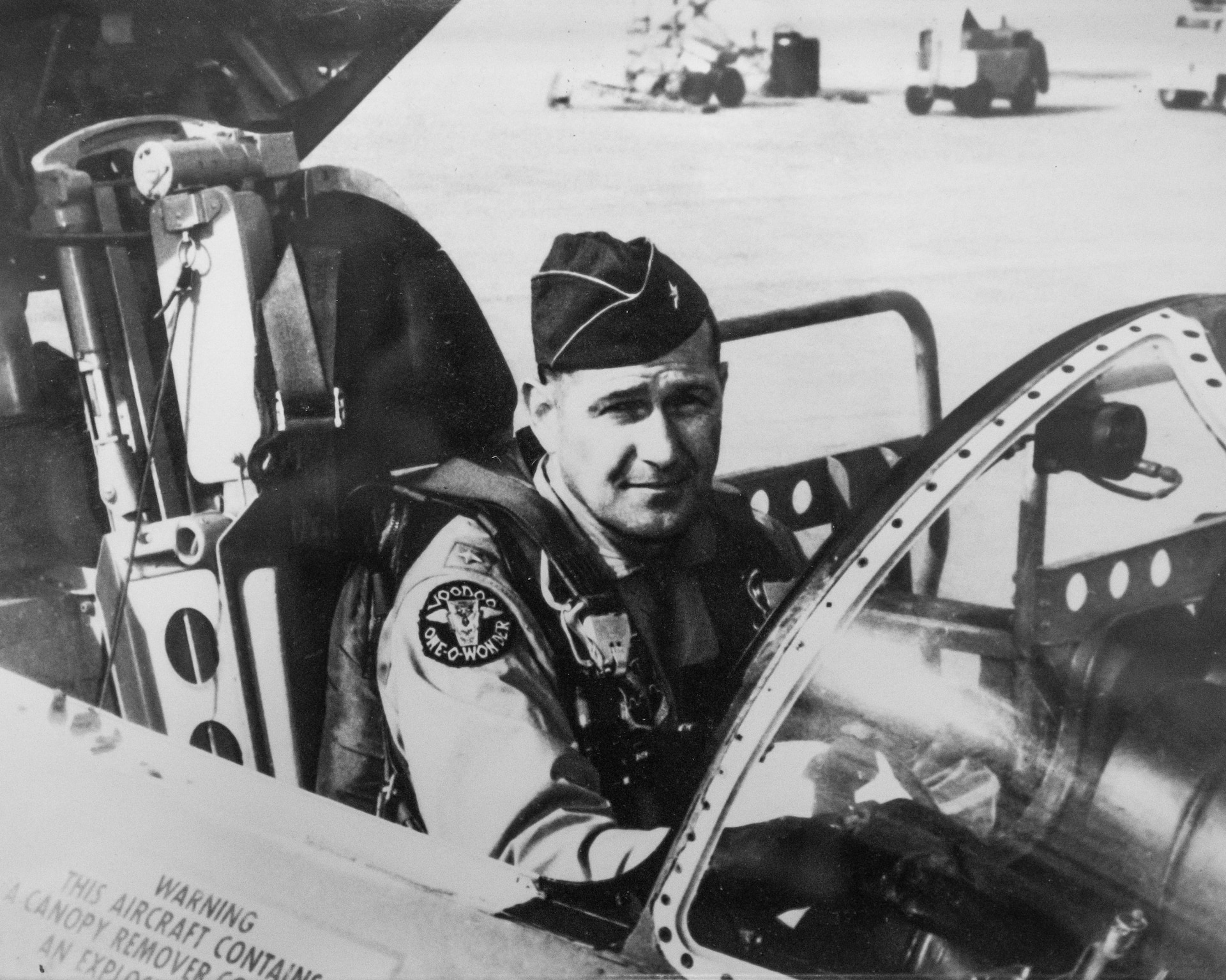 U.S. Air Force Brig. Gen. Jack Henry Owen, who served in the Kentucky Air National Guard for more than 24 years, was piloting a B-17 Flying Fortress over Hamburg, Germany, on July 25, 1943, when the aircraft was shot down. He and his crewmen safely parachuted to the ground but were captured by German forces, and Owen remained a POW for the duration of World War II. Owen is shown here in the cockpit of a Kentucky Air National Guard RF-101 Voodoo aircraft, some time in the late 1960s or early 1970s. (U.S. Air National Guard photo)