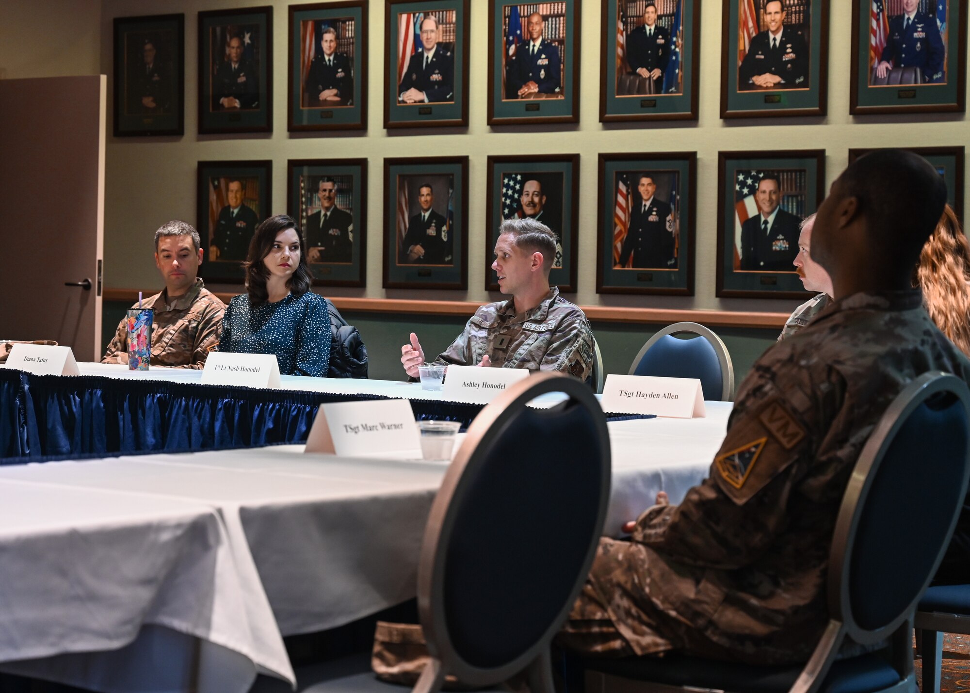 533rd Training Squadron unit deployment manager, provides his insight as a member living in base housing during a privatized housing meeting with the Assistant Secretary for the Air Force for Energy, Installations and Environment, at Vandenberg Space Force Base.