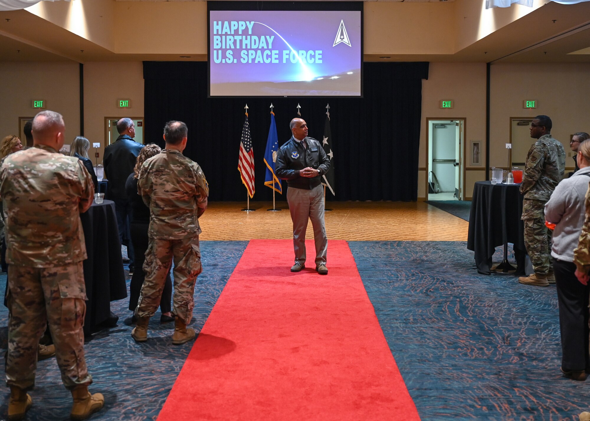 Assistant Secretary for the Air Force for Energy, Installations and Environment, speaks to the members of Vandenberg during the United States Space Force’s fourth birthday celebration held at Vandenberg Space Force Base.