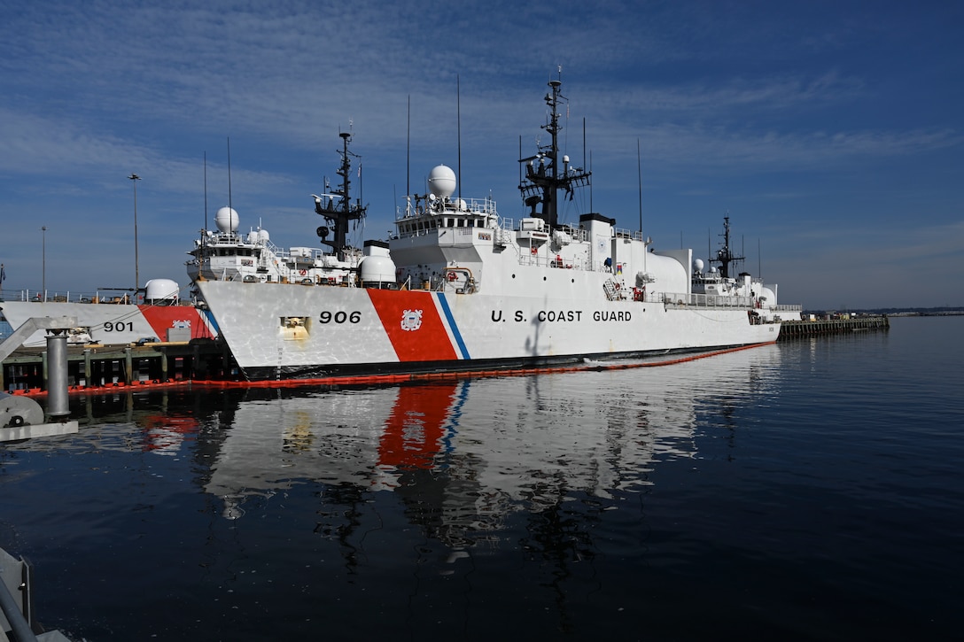 The crew of U.S. Coast Guard Cutter Seneca (WMEC 906) at homeport in Portsmouth, Virginia, Dec. 22, 2023, following a 65-day patrol in the Western Caribbean and Eastern Pacific Ocean.  Patrolling in support of Joint Interagency Task Force-South, Seneca worked alongside other Coast Guard cutters, Department of Defense and Department of Homeland Security units, and international partners to conduct maritime safety and security missions.