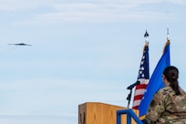 A U.S. Air Force B-2 Spirit stealth bomber assigned to the 509th Bomb Wing, performs a flyover to celebrate the 30th anniversary of its arrival at Whiteman Air Force Base, Mo., Dec. 15, 2023. The revolutionary blending of low-observable technologies with high aerodynamic efficiency and large payload gives the B-2 important advantages over existing bombers. (U.S. Air Force photo by Airman 1st Class Robert E. Hicks)