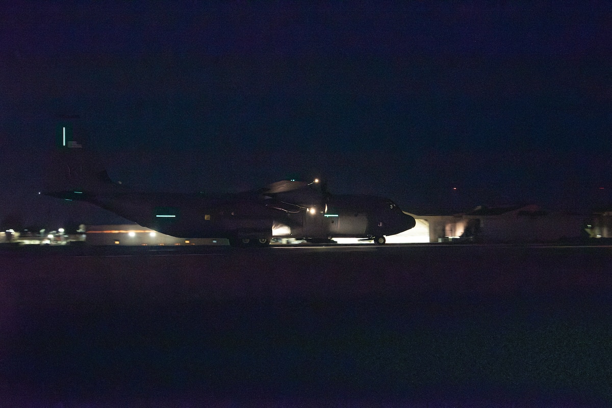 A photo of a C-130J performing airlift operations.