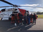 An aircrew from Coast Guard Air Station New Orleans hoisted six people from disabled vessels approximately 70 miles east of Venice, Louisiana December 23, 2023. (U.S. Coast Guard photo by Air Station New Orleans)