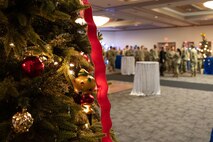 U.S. Air Force Airmen enter the ballroom for a Chief Master Sgt. select party in the Nellis Club at Nellis Air Force Base, Nevada, Dec. 7, 2023.