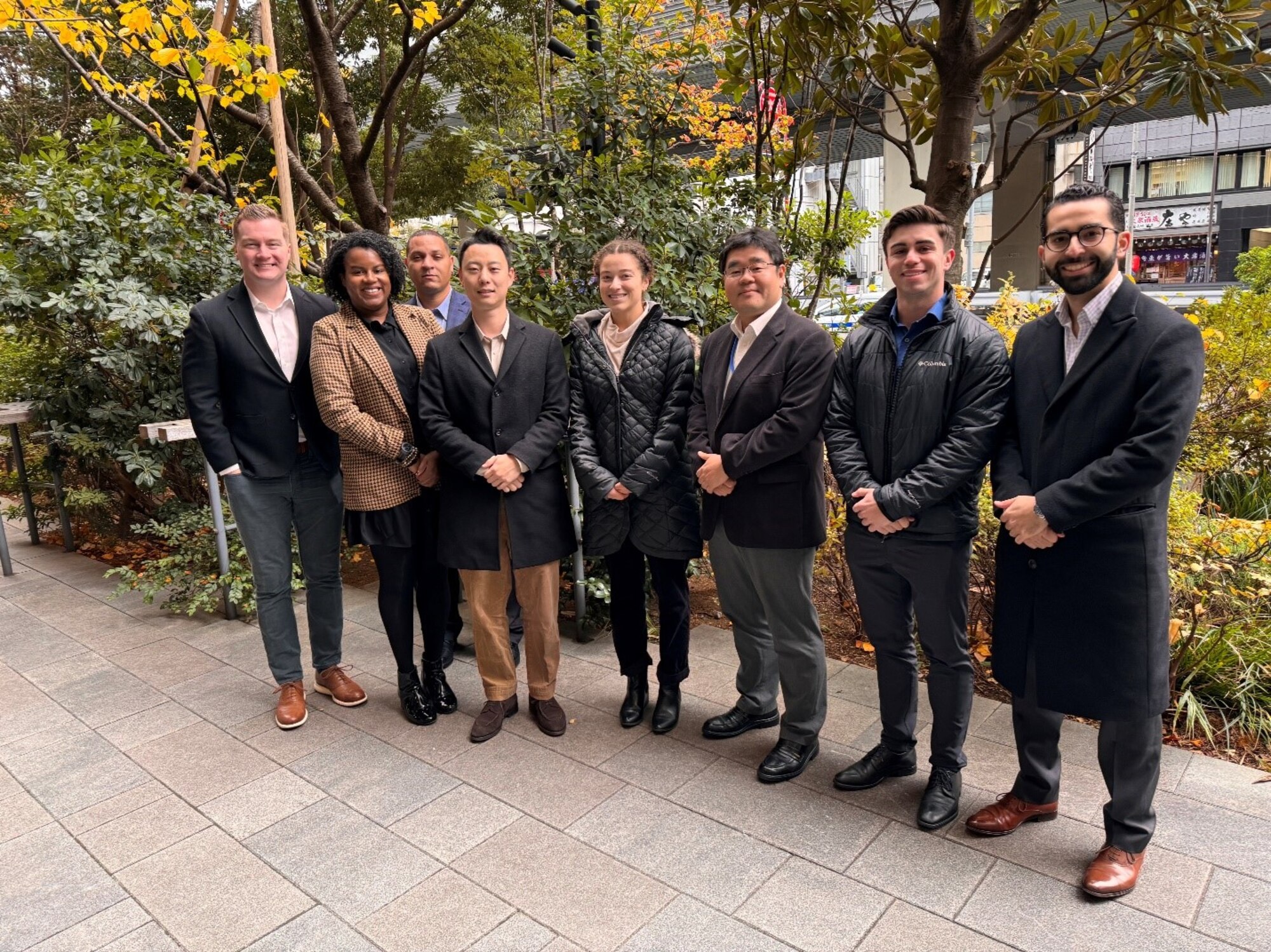 The current Galaxy X team – (Left to right) Capt. James Coyne, Capt. Victoria Ponder, Maj. Brandon Hammond, David Myung, 1st Lt. Amelia Butler, Nozomu Takaki, QZSO advisor, 1st Lt. Tyler Tavrytzky and Alex Ruiz.