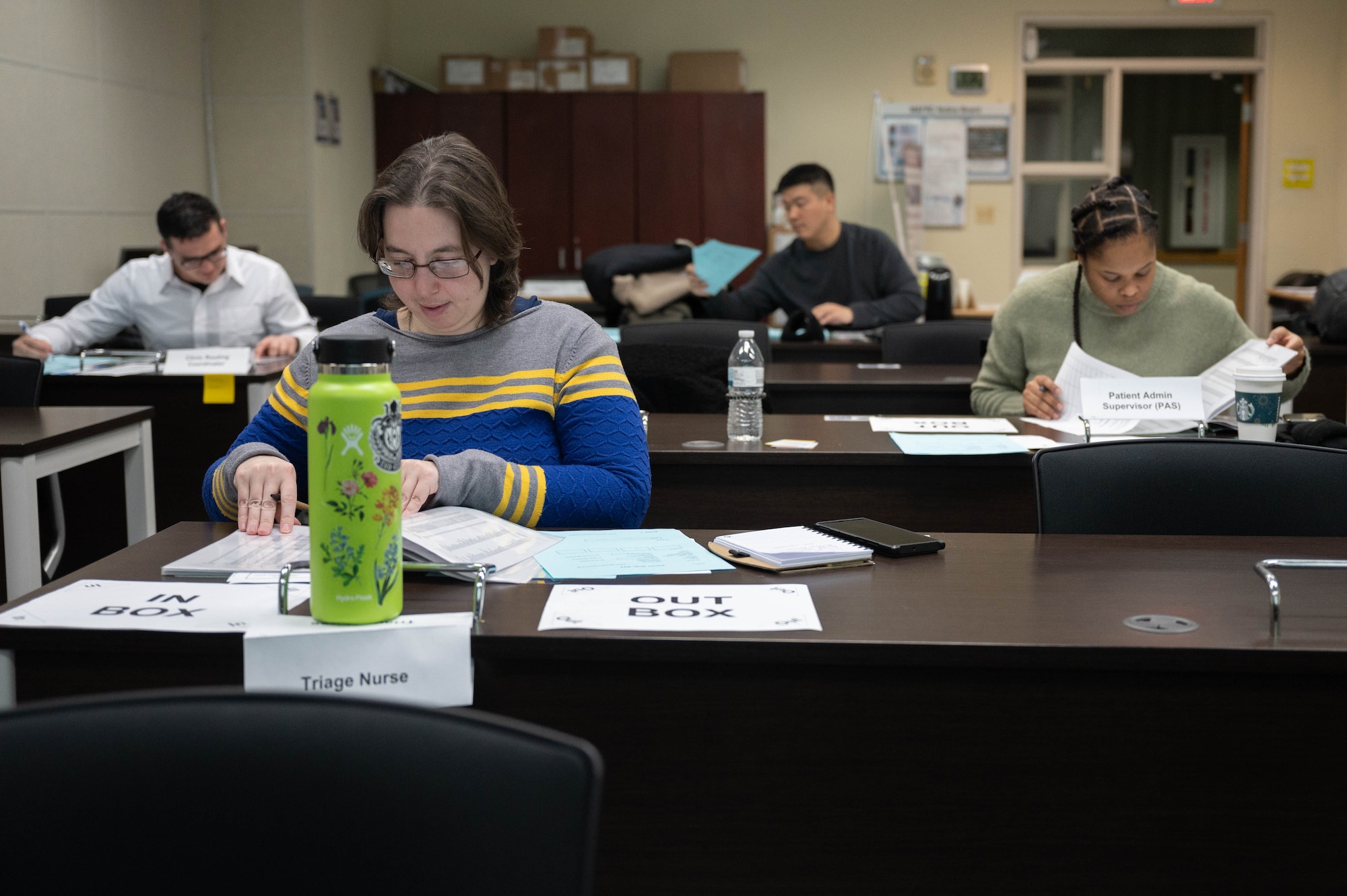 U.S. Airmen from the 51st Fighter Wing participate in problem identification training at Osan Air Base, Republic of Korea, Dec. 19, 2023. The training is hosted by the MustangWERX innovation team, and is offered as a professional development opportunity intended to educate the base population on how to single out inefficiencies in their respective career fields. (U.S. Air Force photo by Airman 1st Class Chase Verzaal)