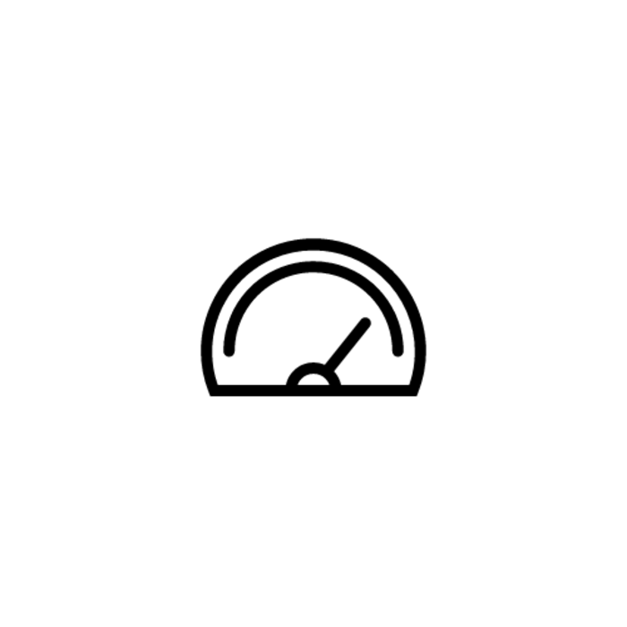 Graphic of a gauge with needle pointing to the right.