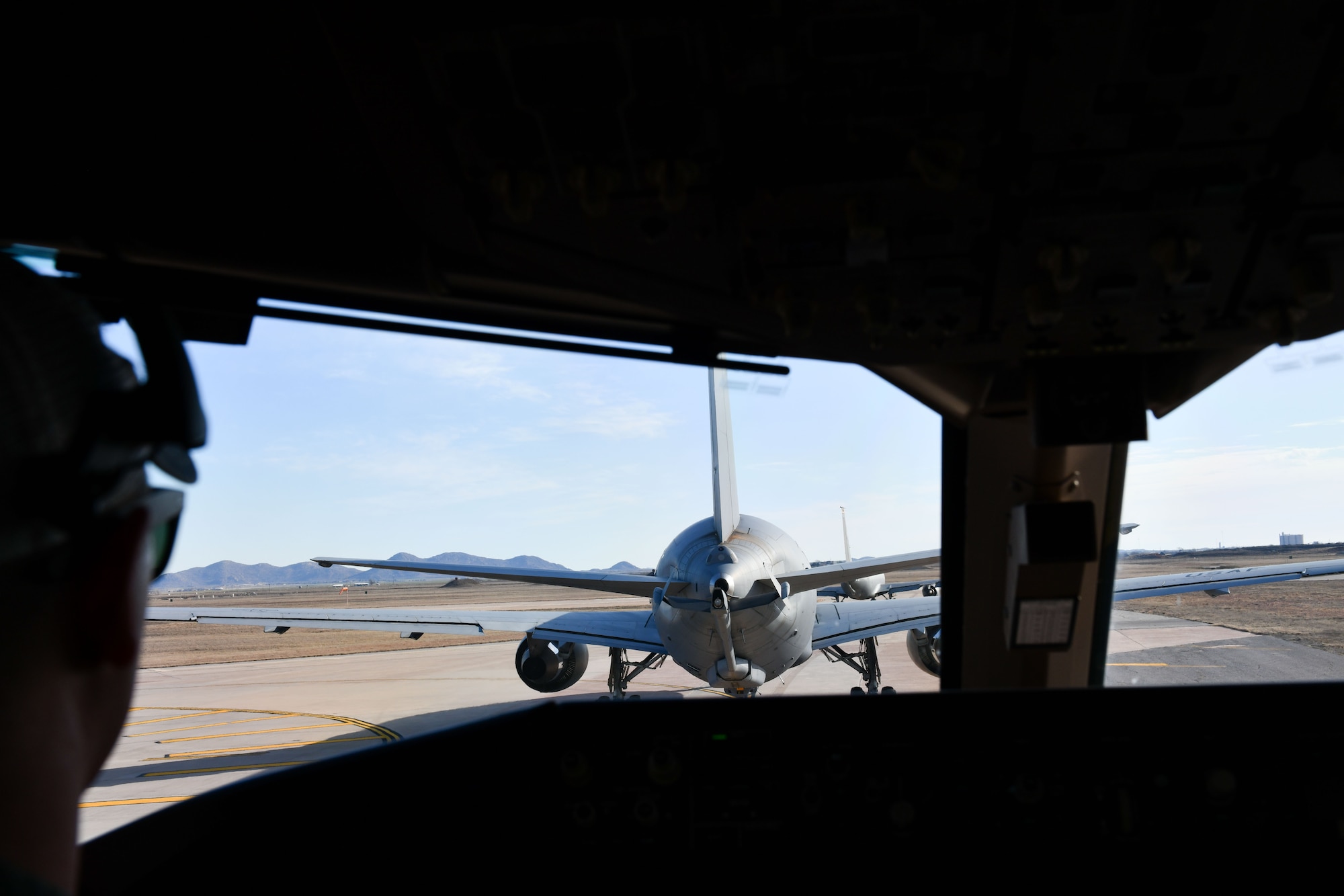 A KC-46 Pegasus from the 56th Air Refueling Squadron taxis prior to take-off at Altus Air Force Base, Oklahoma, Jan. 20, 2023. The KC-46 Pegasus is able to refuel most receiver-capable aircraft. (U.S. Air Force photo by Airman 1st Class Miyah Gray)