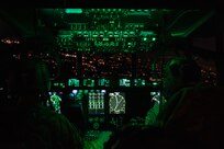 U.S. Air Force Capt. Ryan Murphy, 40th Airlift Squadron pilot, and Capt. James Wishart, 40th AS co-pilot, fly over North Carolina during Battalion Mass Tactical Week, Jan. 24, 2023. During Battalion Mass Tactical Week, the 317th Airlift Wing integrated with the 16th Airlift Squadron, Joint Base Charleston, South Carolina, and the 82nd Airborne Division, Fort Bragg, North Carolina, to train as an integrated force alongside the Army. (U.S. Air Force photo by Airman 1st Class Ryan Hayman)
