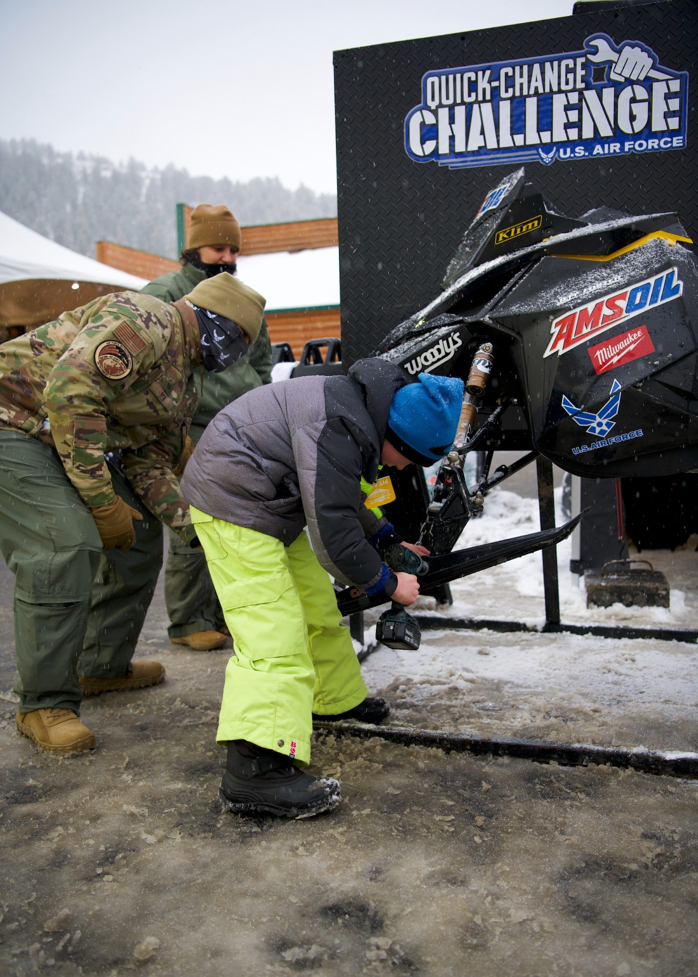 A race attendee participates in a mechanical timed challenge event.