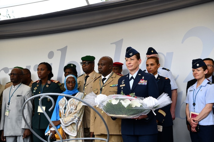 Airmen visiting a memorial