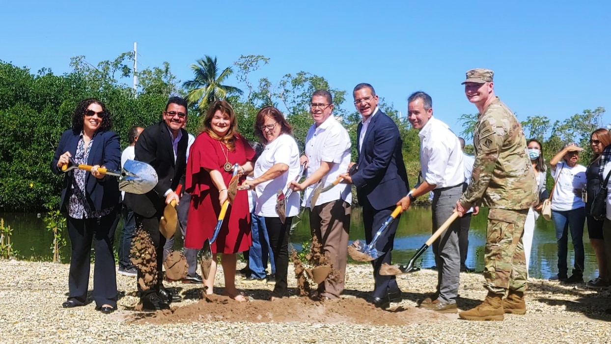 Assistant Secretary of the Army for Civil Works, Hon. Michael L. Connor provides remarks during the El Caño Martín Peña Groundbreaking Ceremony in San Juan, Puerto Rico, Jan. 1, 2023.