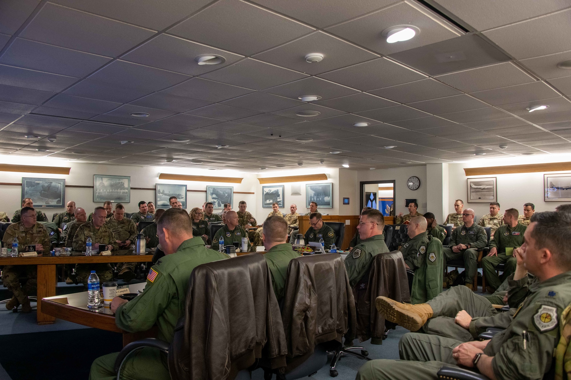 Airmen from Air Mobility Command (AMC) and Air Education and Training Command (AETC) gather at the Mobility Air Force (MAF) Competency Summit at Altus Air Force Base, Oklahoma, Jan. 26, 2023. Gen. Mike Minihan, AMC commander, and Lt. Gen. Brian Robinson, AETC commander, directed MAF leaders to review and restructure the training pipeline in order to face modern, emerging challenges. (U.S. Air Force photo by Airman 1st Class Kari Degraffenreed)