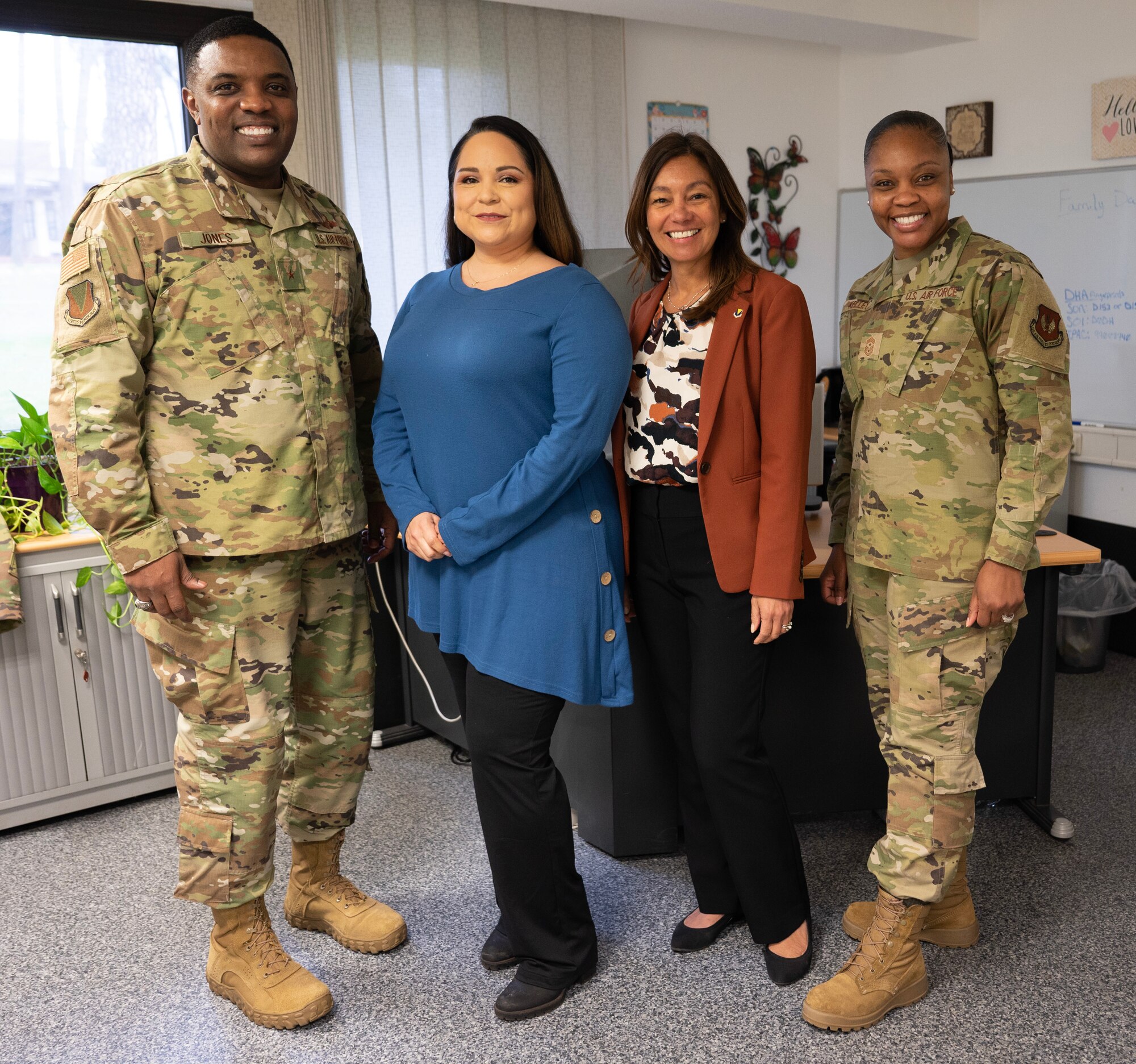 Brig. Gen. Otis C. Jones, 86th Airlift Wing commander; Valerie Dawson, 86th Airlift Wing Information Protection personnel security specialist; Renae Fischer, 86 AW vice director; Chief Master Sgt. Charmaine Kelley, 86th AW command chief,