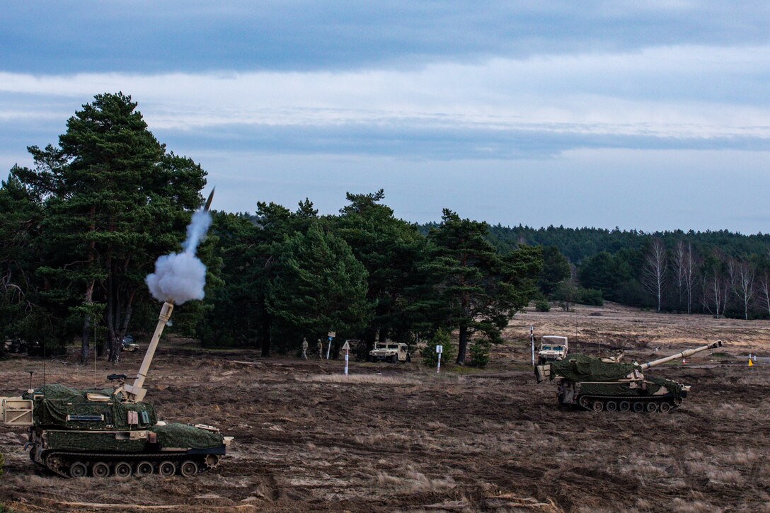 A missile is fired from a tank during an exercise.