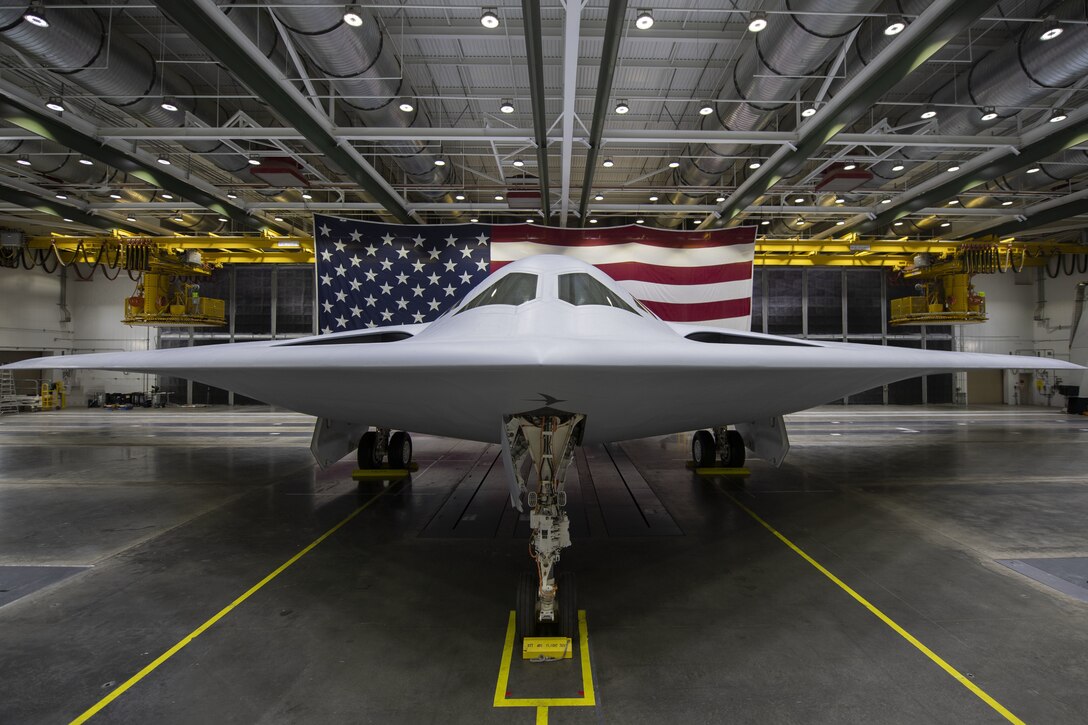The B-21 Raider was unveiled to the public at a ceremony Dec. 2, 2022, in Palmdale, Calif. Designed to operate in tomorrow's high-end threat environment, the B-21 will play a critical role in ensuring America's enduring airpower capability. (U.S. Air Force photo)