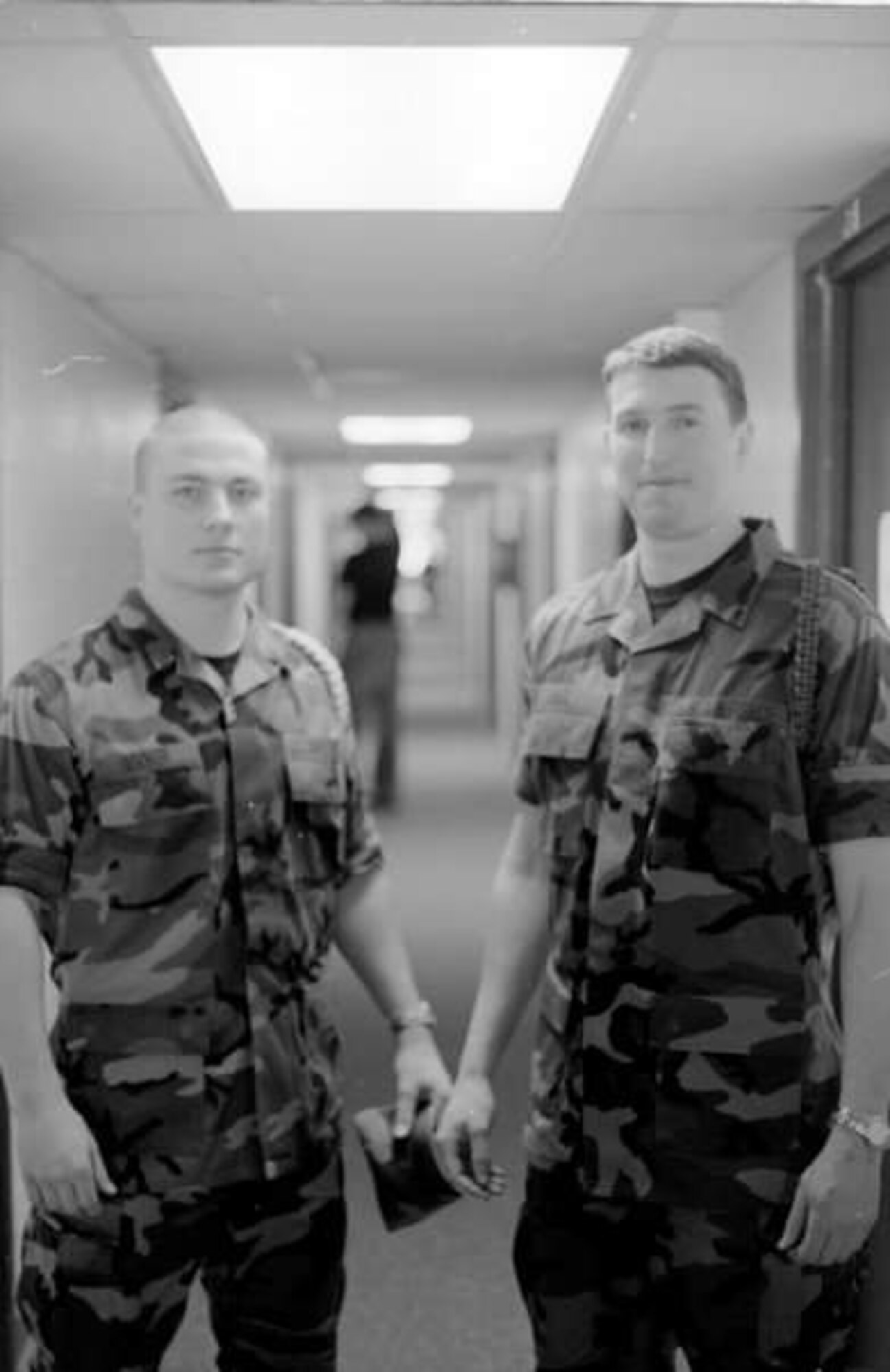 U.S. Air Force Airman Wesley Brooker (right) is a student at the 311th Training Squadron, at the Defense Language Institute Foreign Language Center, Presidio of Monterey, California, in 1999. (Courtesy photo)