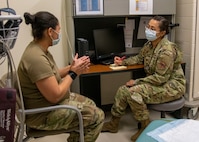 Maj. Hannah Valdes-Chenoweth, 959th Surgical Operations Squadron obstetrician and gynecologist, consults a patient in the Women’s Health Clinic at Wilford Hall Surgical Ambulatory Center, Joint Base San Antonio-Lackland, Texas, Feb. 2, 2023. The Women’s Health Clinic offers annual exams, full-scope gynecology services, obstetric services to include prenatal and postpartum care and a walk-in contraception clinic. (U.S. Air Force photo by Senior Airman Melody Bordeaux)