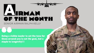 A graphic of Airman of the month.