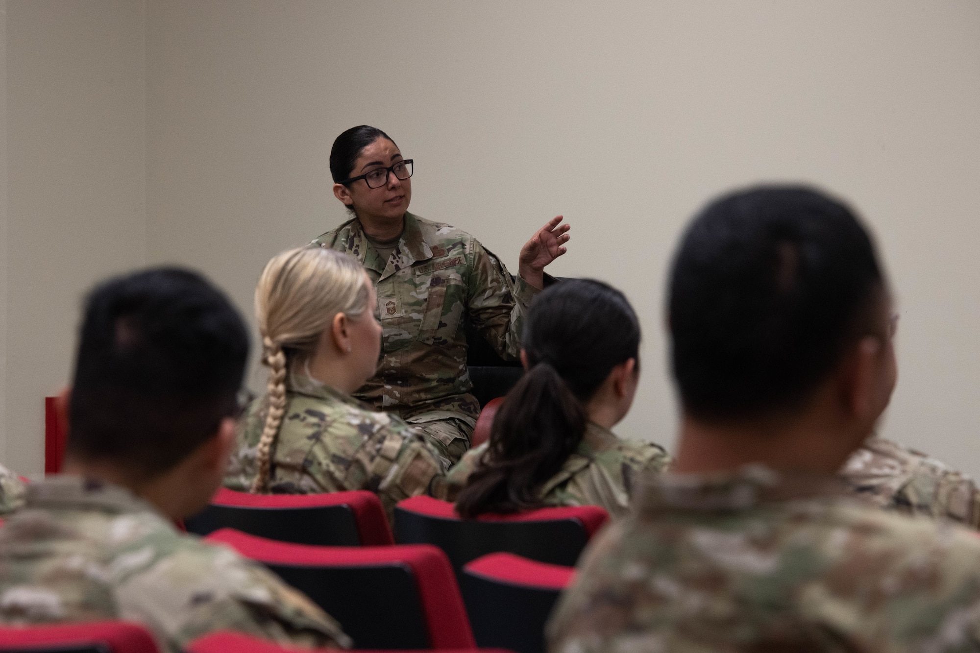 An Airman gives a presentation.