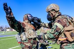 Airmen from the 134th Air Refueling Wing at McGhee Tyson Air National Guard Base, Tennessee, trained how to respond to CBRN attacks Feb. 3, 2023. Airmen from the 164th Airlift Wing instructed the 480 Airmen how to don protective gear before diagnosing and responding to chemical agents.