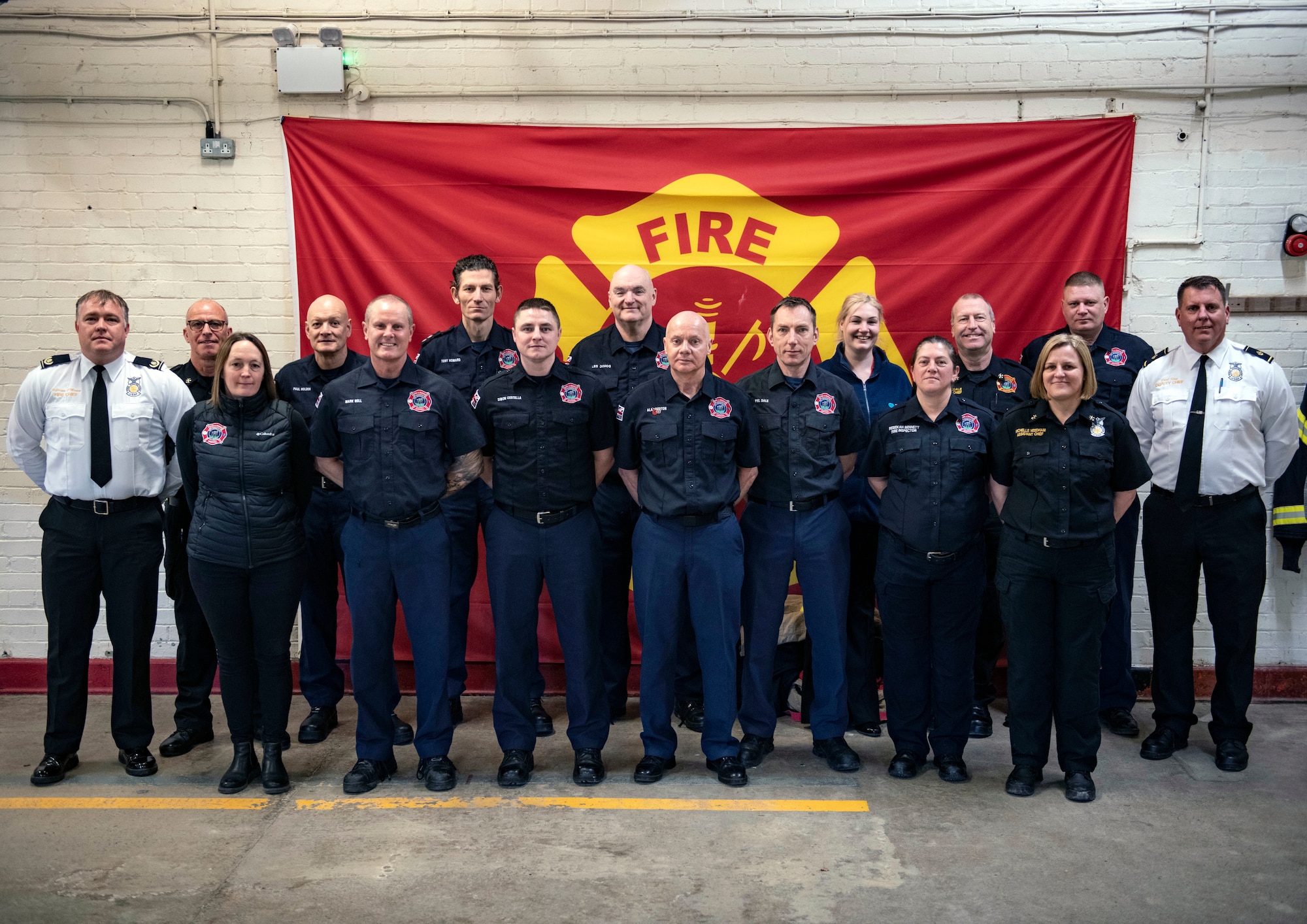Members of RAF Menwith Hill’s fire department pose for a photo at RAF Menwith Hill, England, Jan. 30, 2023. This department had just won the USAFE small fire department of the year and fire prevention program of the year. (U.S. Air Force photo by Senior Airman Jason W. Cochran)