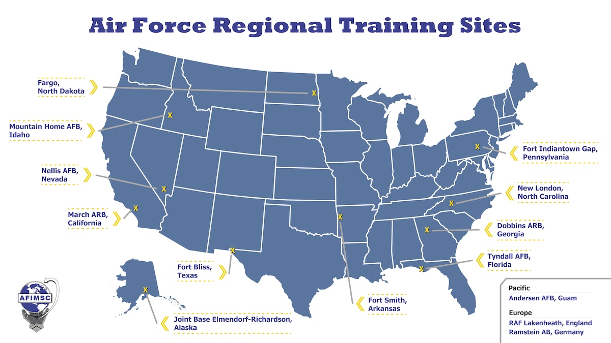 map of Air Force Regional Training Sites