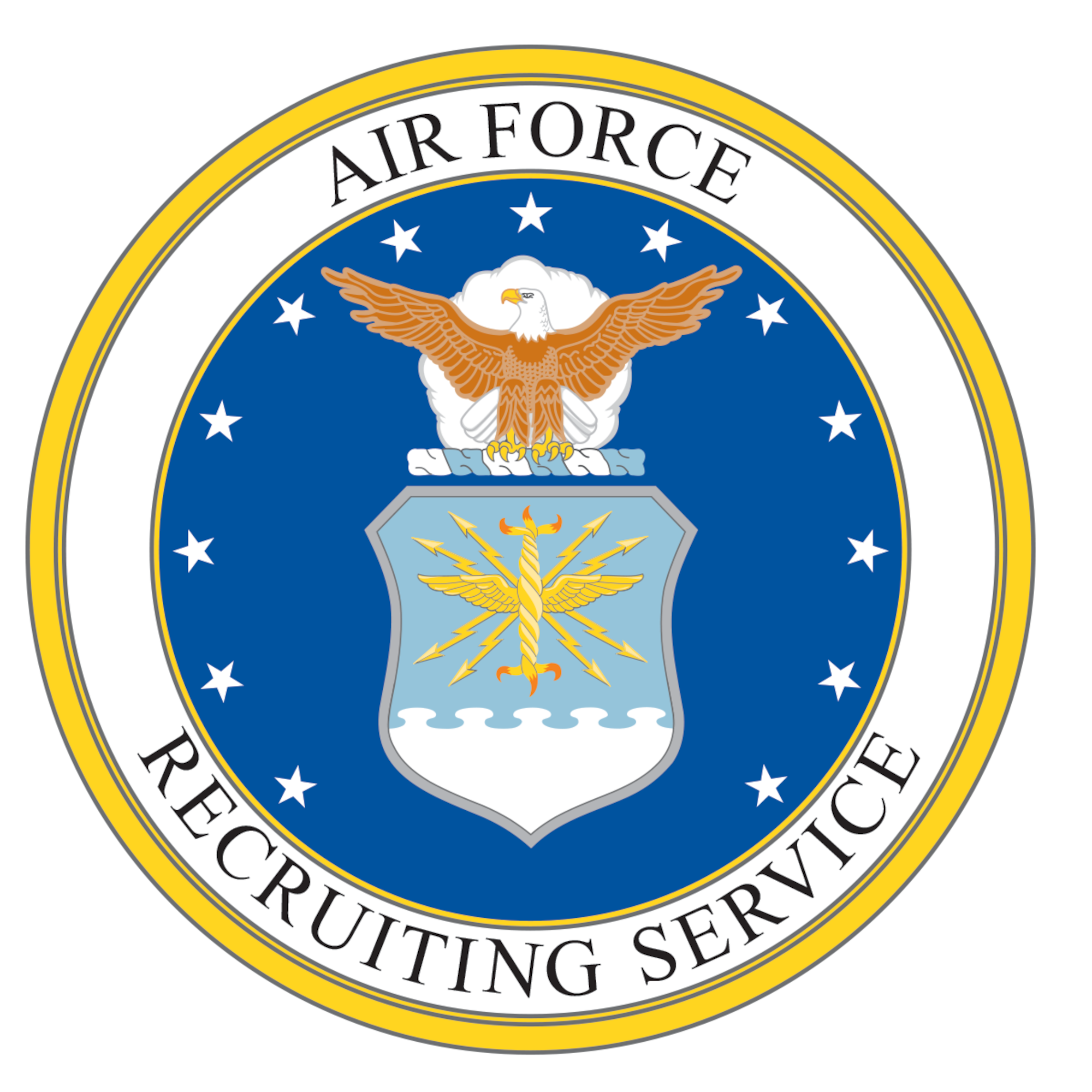 A shield with the Air Force Recruiting Service emblem