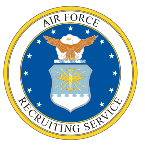 A shield with the Air Force Recruiting Service emblem