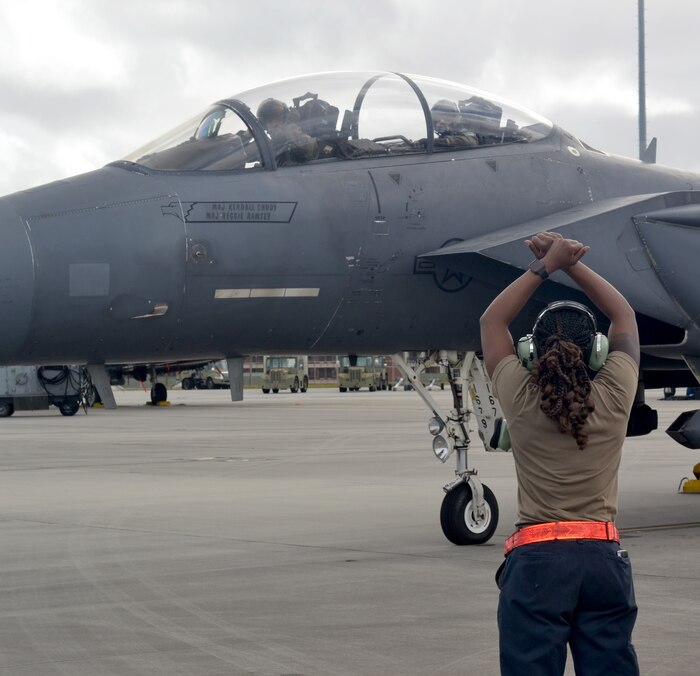 A pilot assigned to the Air Force Reserve's 414th Fighter Group prepares to take off from the Savannah, Georgia Combat Readiness Training Center in November. For the first time ever, the 414th led this Total Force training event. (Courtesy photo)