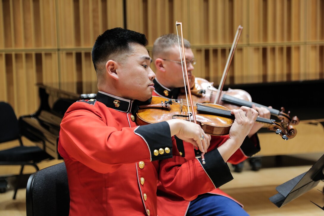 The Marine Chamber Music Series continues at 2 p.m., Sunday, Feb. 12, with a program consisting of American, English, German, and Argentinian music. Coordinated by percussionist Staff Sgt. Jeffrey Grant, the performance will take place in John Philip Sousa Band Hall online and in person at the Marine Barracks Annex in southeast Washington, D.C. Grant offered the following on the program: