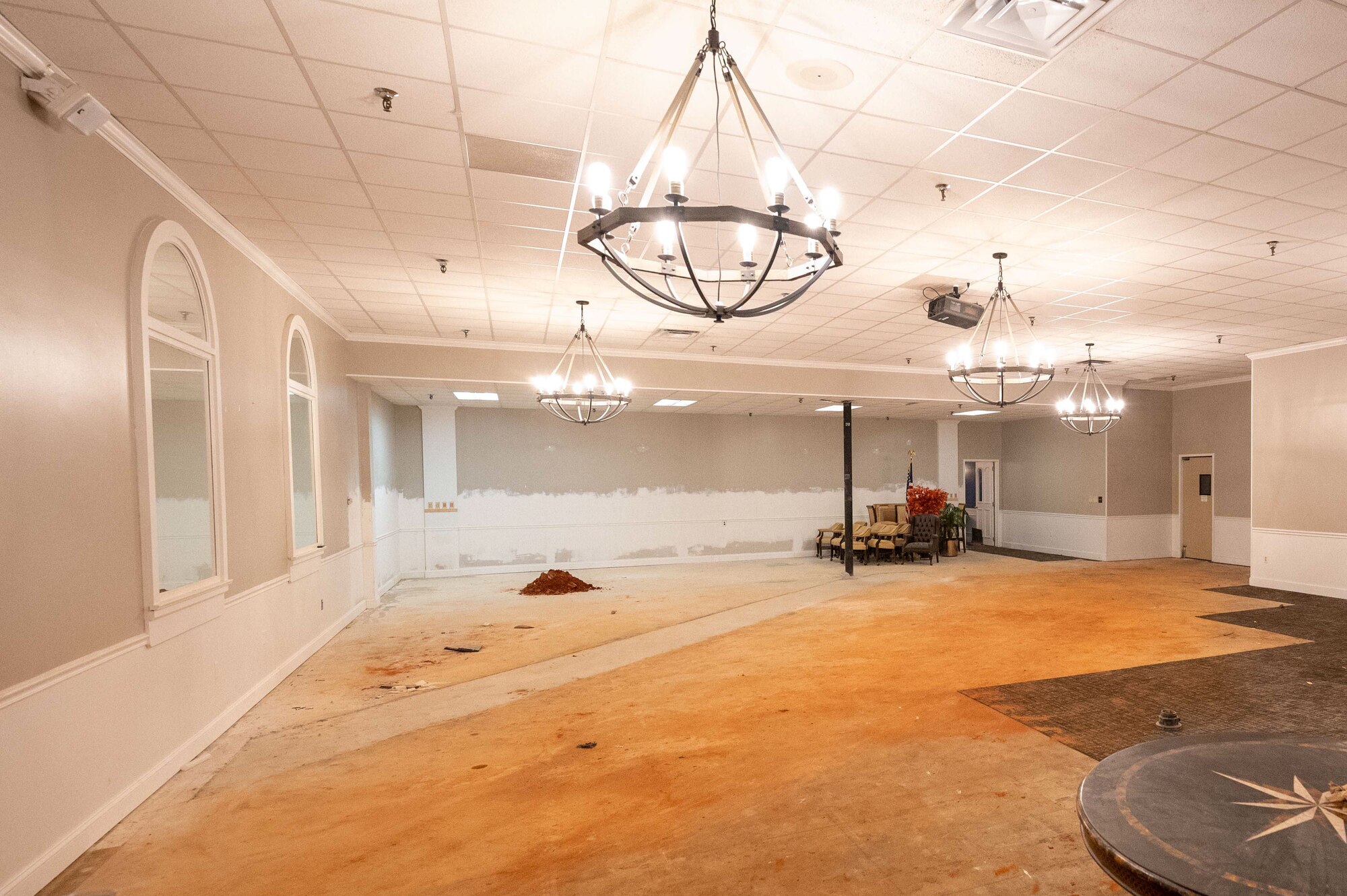 The ballroom at the Carolina Skies Club is under construction.