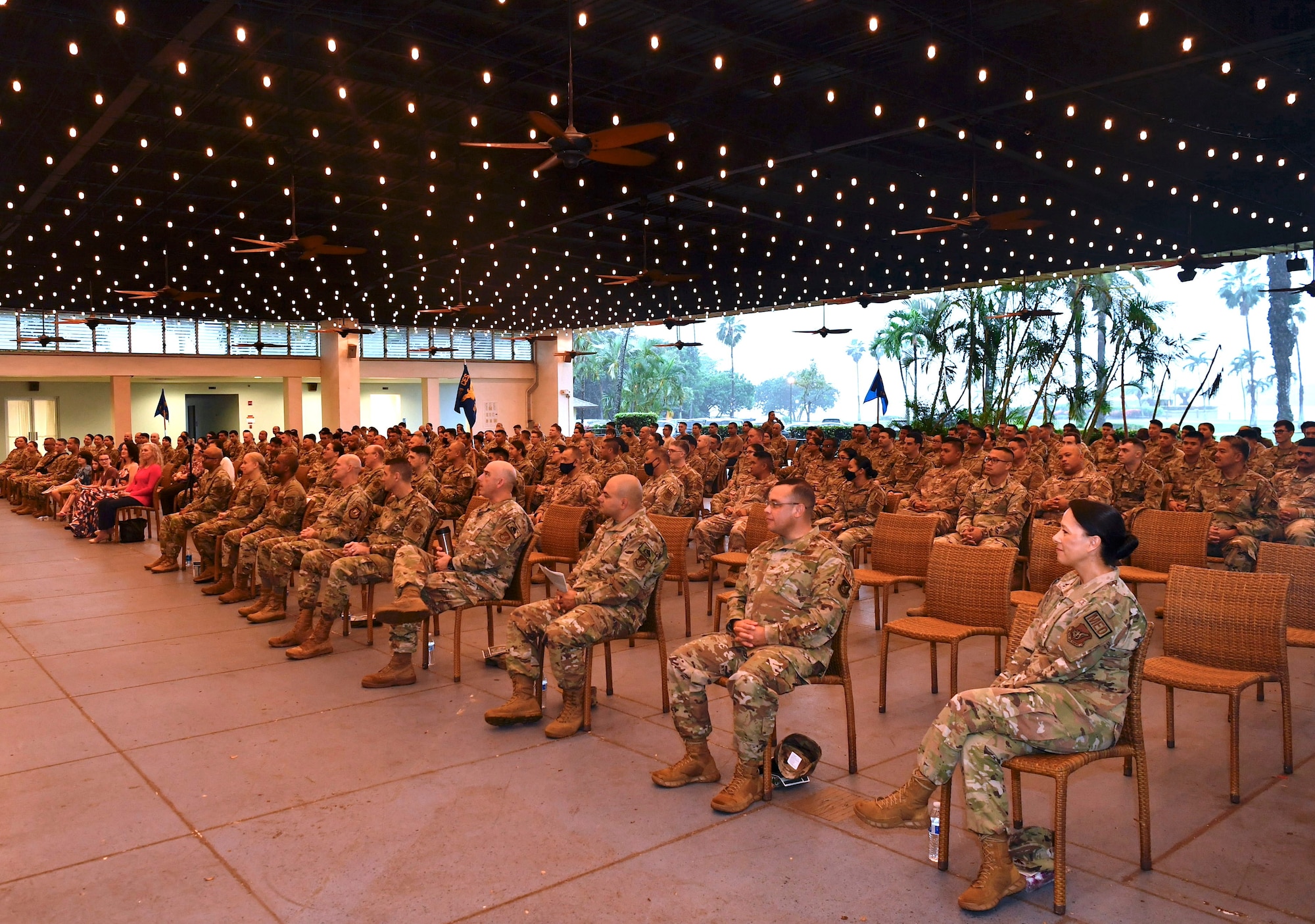 Reserve Citizen Airman from 624th Regional Support Group (RSG) attend the assumption of command ceremony of Col. Brandon W. Stepp Feb.4, 2023 at Joint Base Pearl Harbor-Hickam, Hawaii.
