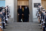 Secretary of Defense Lloyd J. Austin III, and Australian Deputy Prime Minister and Minister of Defense Richard Marles pose for a photo during a bilateral exchange at the Pentagon, Washington, D.C., Feb 3, 2023. (DoD photo by U.S. Navy Petty Officer 2nd Class Alexander Kubitza)