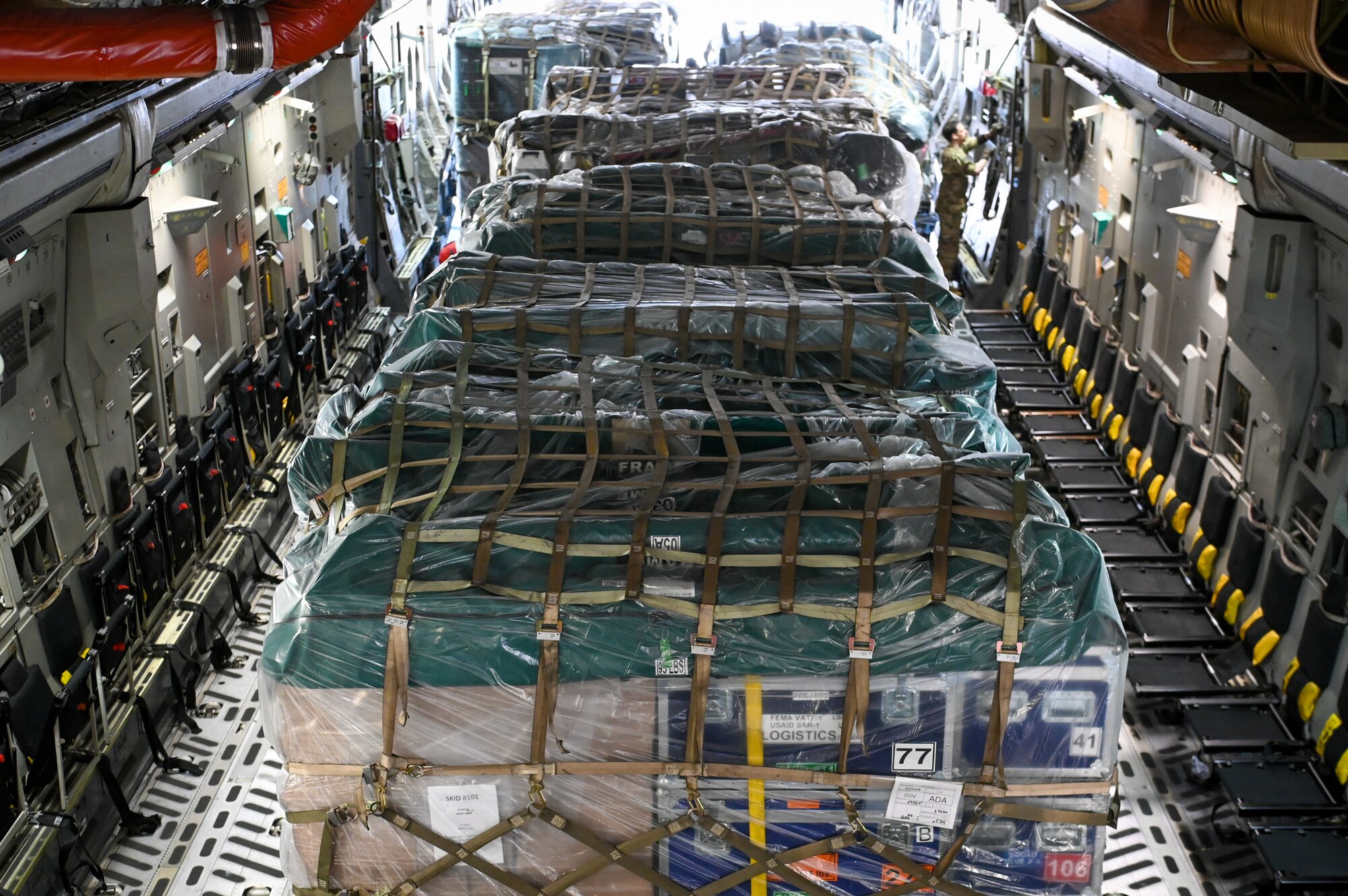 Cargo for the members of the United States Agency for International Development’s Disaster Assistance Response Team arrives at Incirlik Air Base, Türkiye, Feb. 8, 2023. The DART is assigned to lead the U.S. government humanitarian response following a series of earthquakes that struck central-southern Türkiye on Feb. 6, 2023.