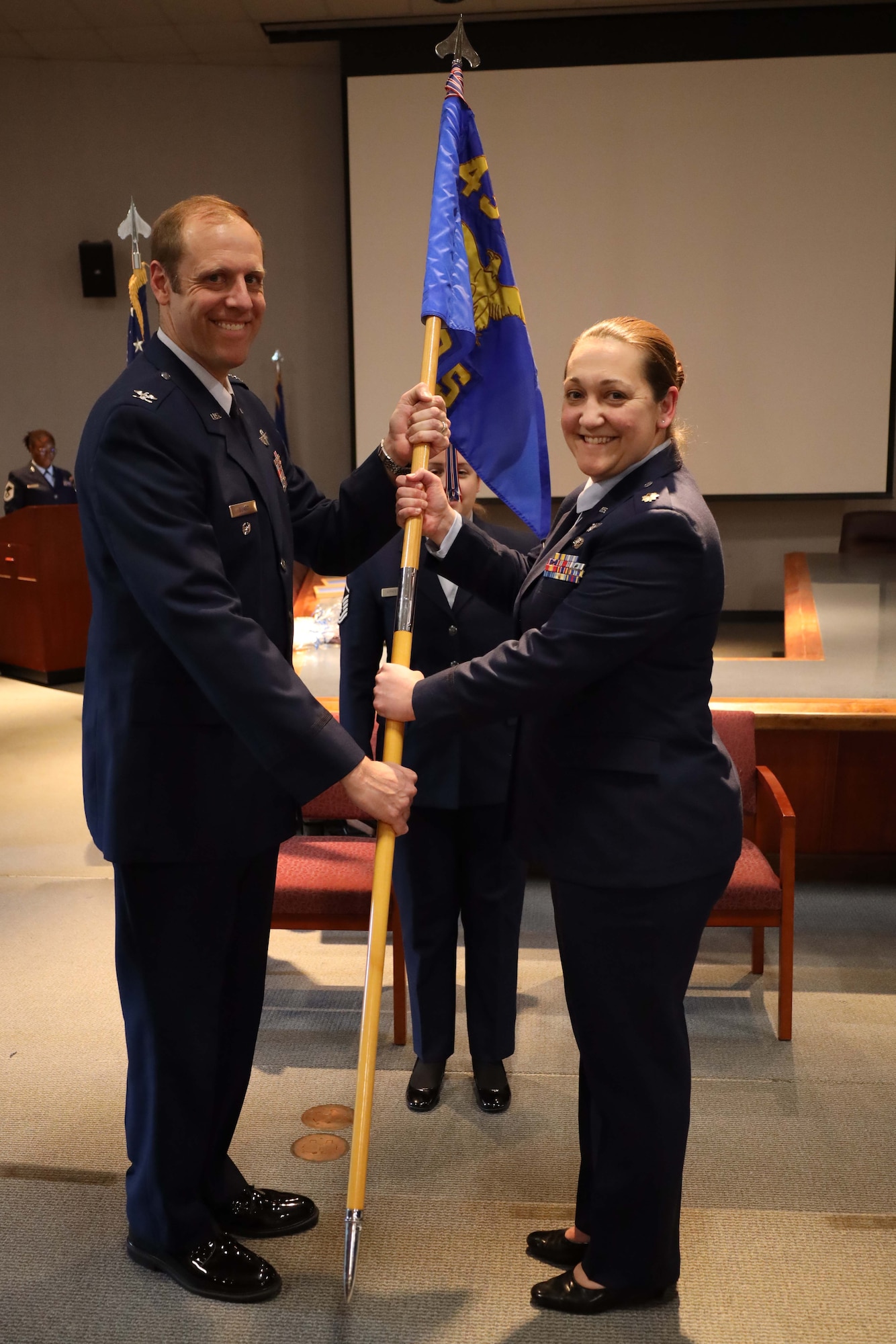 U.S. Air Force Col. Robert Krueger, Col. Alyson Eisenhardt, and Maj. Samantha Shameklis have risen to the task.