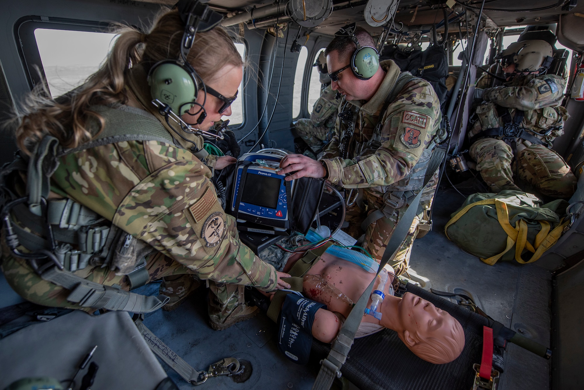 Idaho National Guard Soldiers, Airmen and active-duty counterparts joined forces for a mass casualty exercise Feb. 4, 2023, near Gowen Field, Boise, Idaho. Medical personnel from Gowen Field’s 124th Medical Group and active duty medical personnel with the 366th Medical Group from Mountain Home Air Force Base participated.