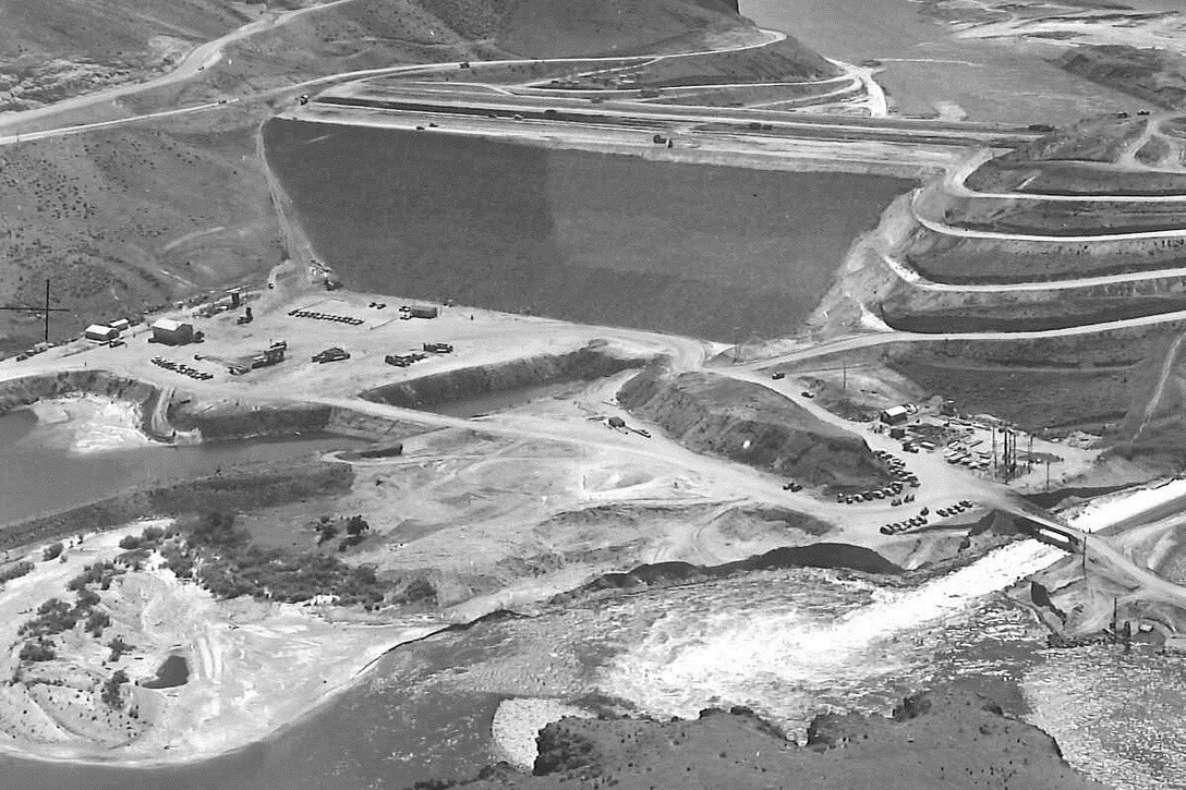 Construction began in 1950 and was completed in 1955. Lucky Peak Dam was built as a rolled earthfill dam, 1,700 feet long at the crest, holding back Lucky Peak Lake.