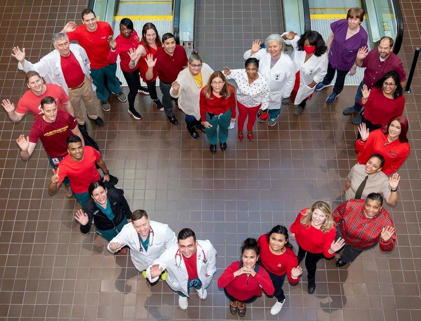 The Cardiology staff at Walter Reed National Military Medical Center (WRNMMC) celebrates National Wear Red Day Feb. 3 by donning red (masks, clothing, making, accessories, etc.), to raise awareness about heart disease.