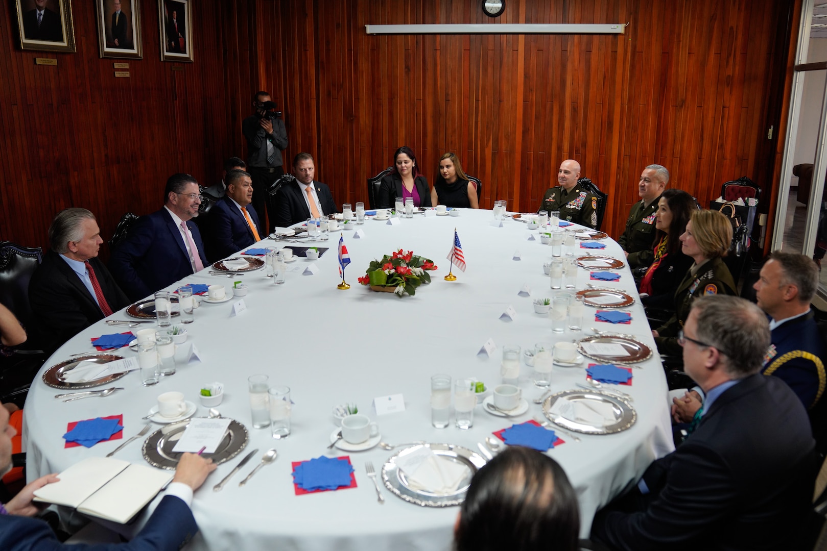 U.S. Army Gen. Laura Richardson, the commander of U.S. Southern Command, meets with Costa Rican President Rodrigo Chaves Robles.